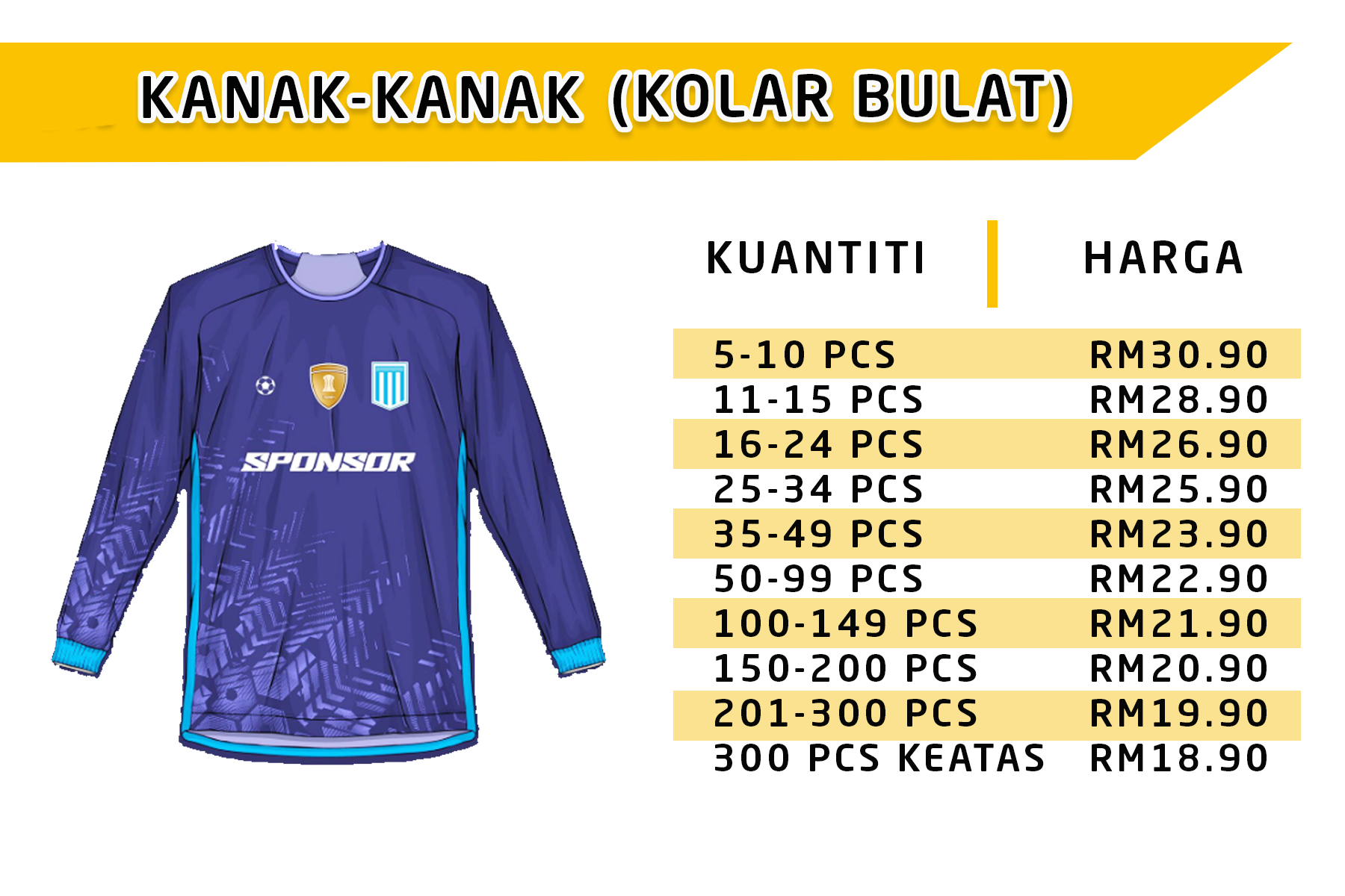 3. Kanak-kanak Kolar Bulat Lengan Panjang